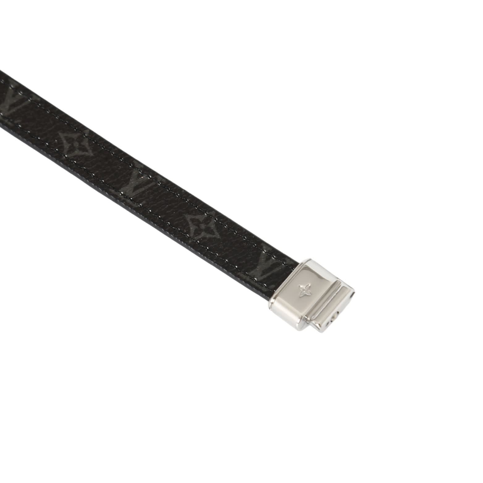Louis Vuitton Leather Bracelet with Silver Clasp